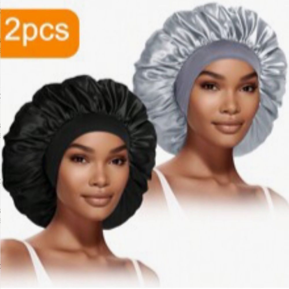 3for$20 2pcs( black & gray) Women Bonnets, Solid Color Wide Brim Elastic
